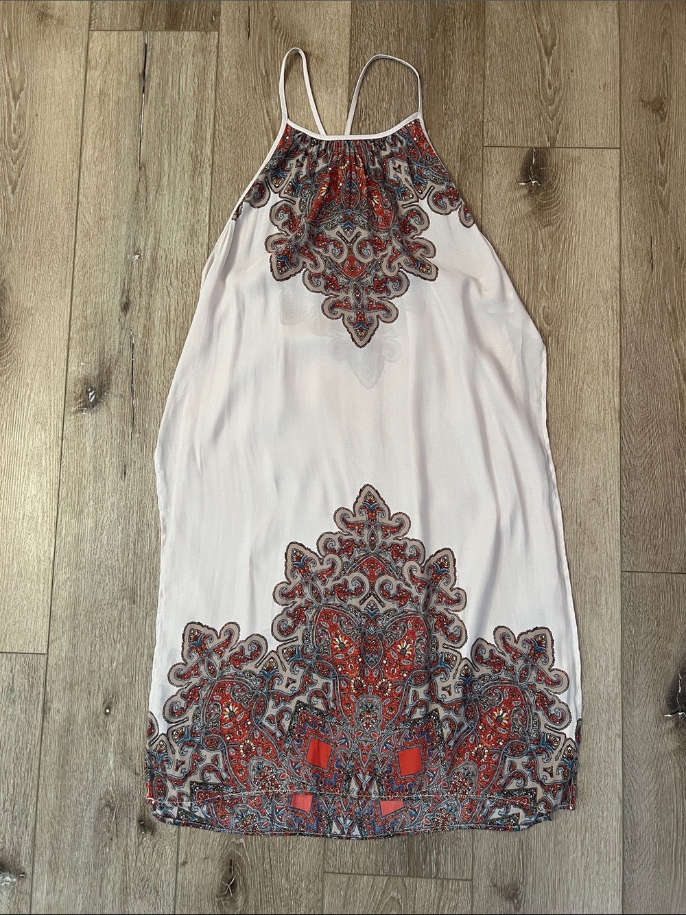 Free People - Cream Maxi Tank Top/Dress/Coverup with Red and Blue Paisley Print